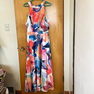 Vibrant multicolor halter maxi dress